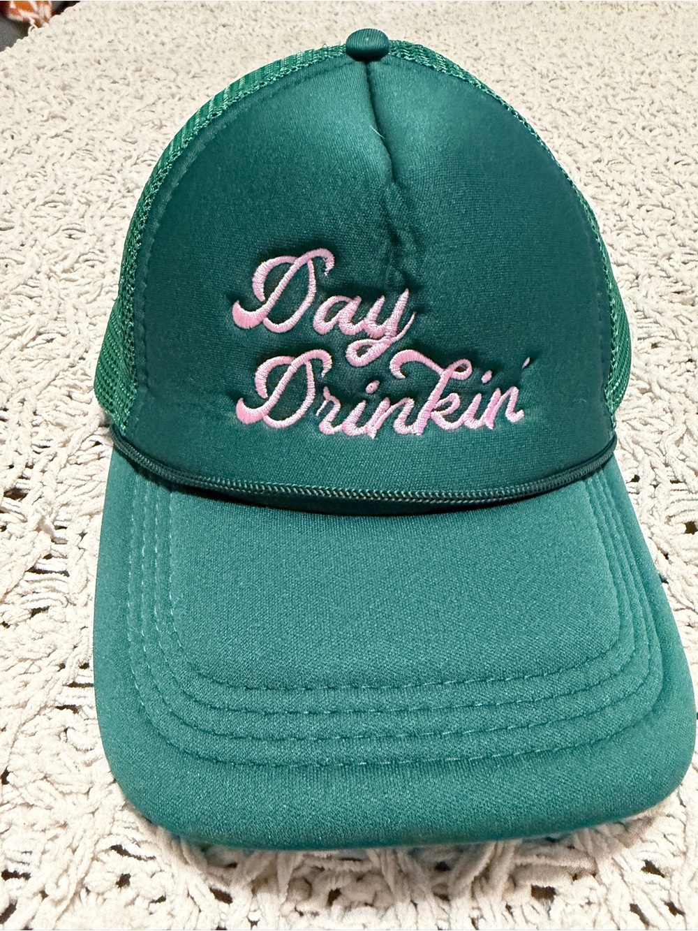 'Day Drinkin' Embroidered Mesh Cap - Green